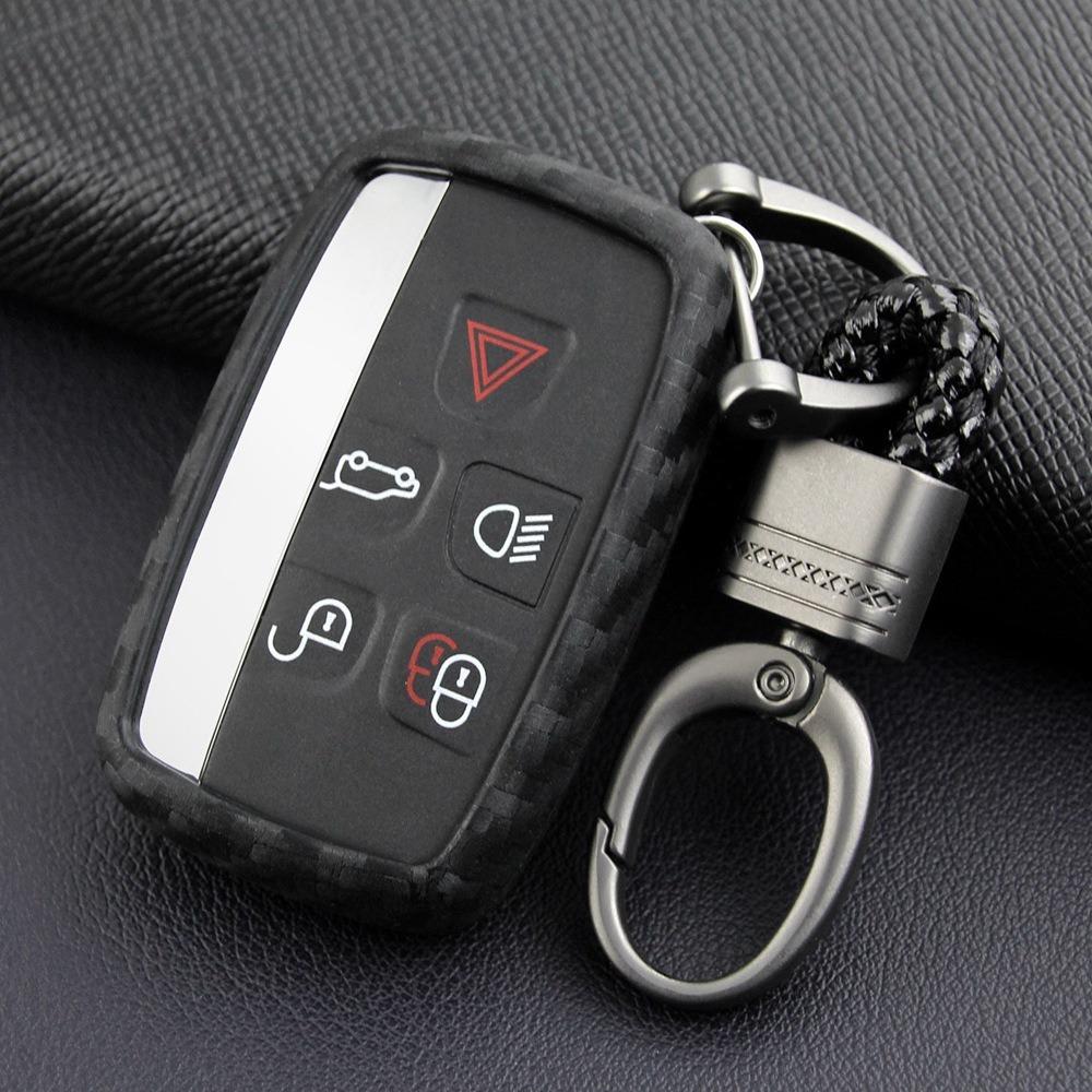 Carbon Fiber Silicone Remote Car Key Fob Case Cover Holder Shell For Land Rover Range Rover Sport Freelander Jaguar XE XJ XJL XF