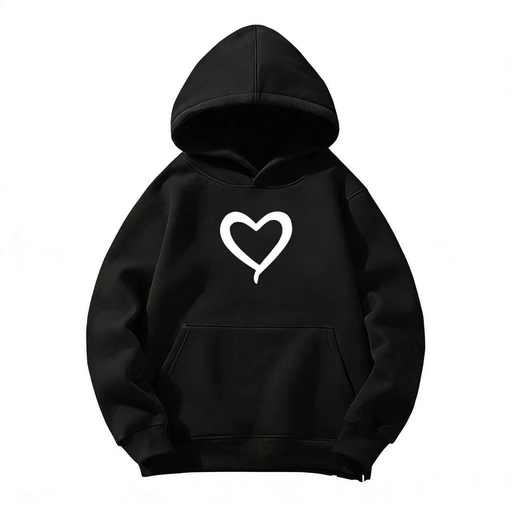 Unisex Kinder Gemütlicher Herz-Fleece-Hoodie - Lässiges Herbst-/Winter-Mode-Sweatshirt