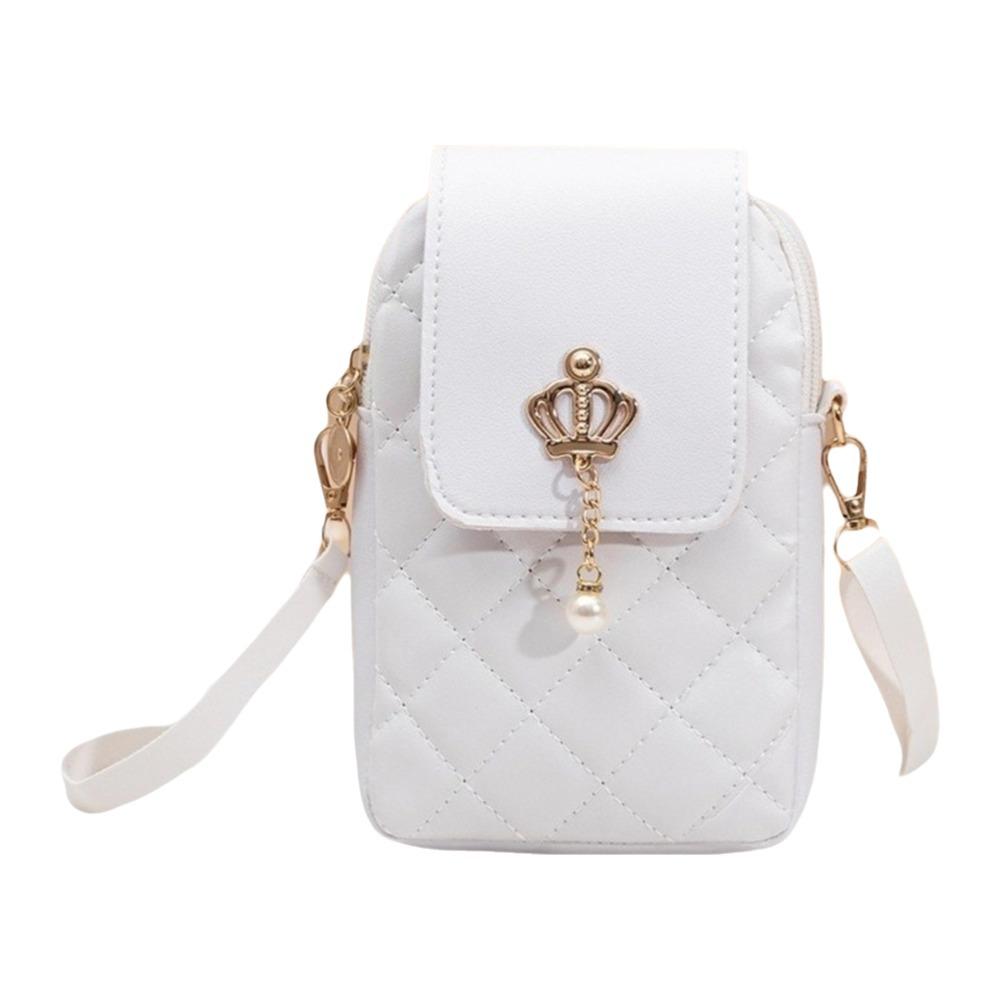 

Fashion PU Leather Phone Shoulder Bag with Pendant Casual Ladies Pocket Pouch Mini Waterproof Messenger Bag белый