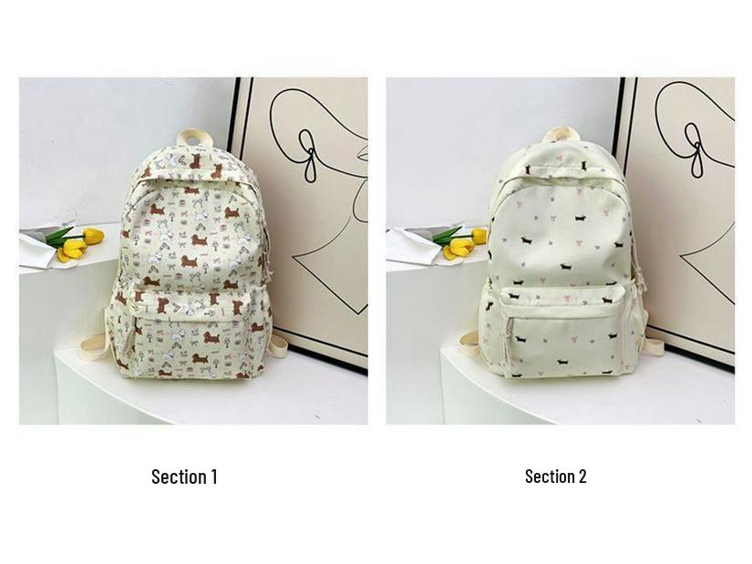 Blumen-Welpen-Rucksack - Niedlicher Schulrucksack mit großer Kapazität für Junior- und Highschool-Schüler