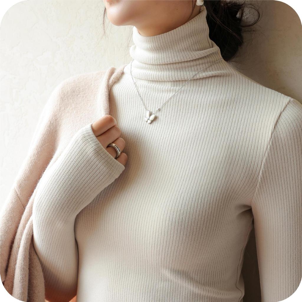 Women's Autumn and Winter Pile Neck Long Sleeve Solid Top