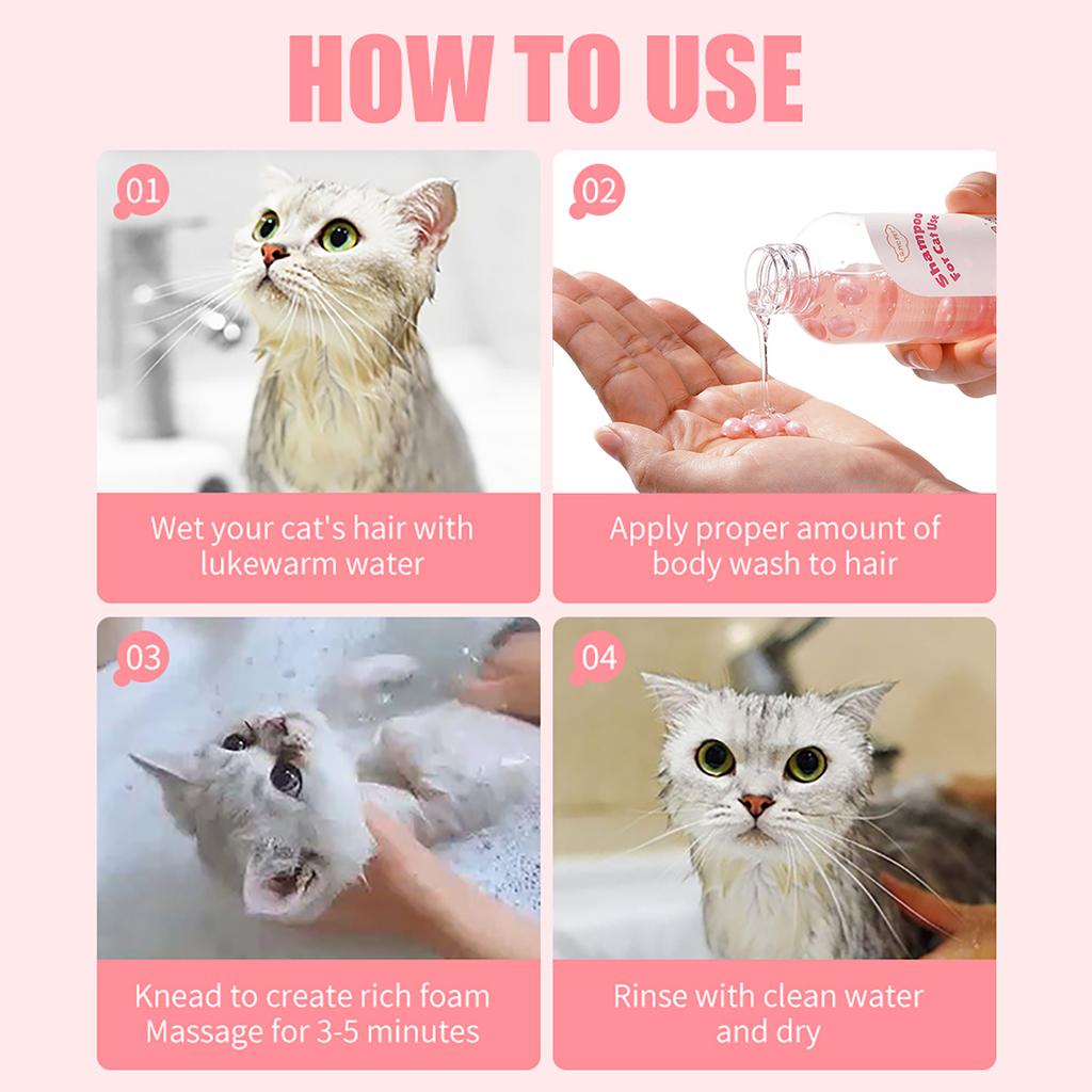 Natural Gentle Cat Shampoo Bubble Tea Scent Deep Cleansing Long Lasting Fragrance Soft Shiny Coat for All Cat Breeds Daily Care