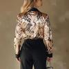 Spot 2026 Populaire Automne Nouveau Chemisier à Manches Longues en Satin Imprimé pour Femmes