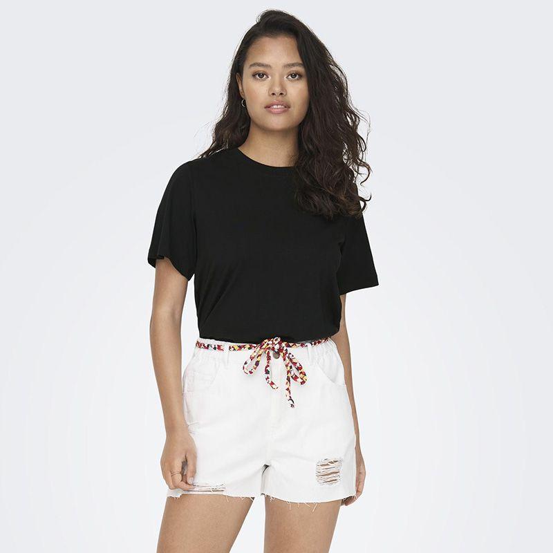 Pisa Kurzarm-Top mit Rundhalsausschnitt aus 100 % Baumwolle, Cloud Dancer Damen JDY