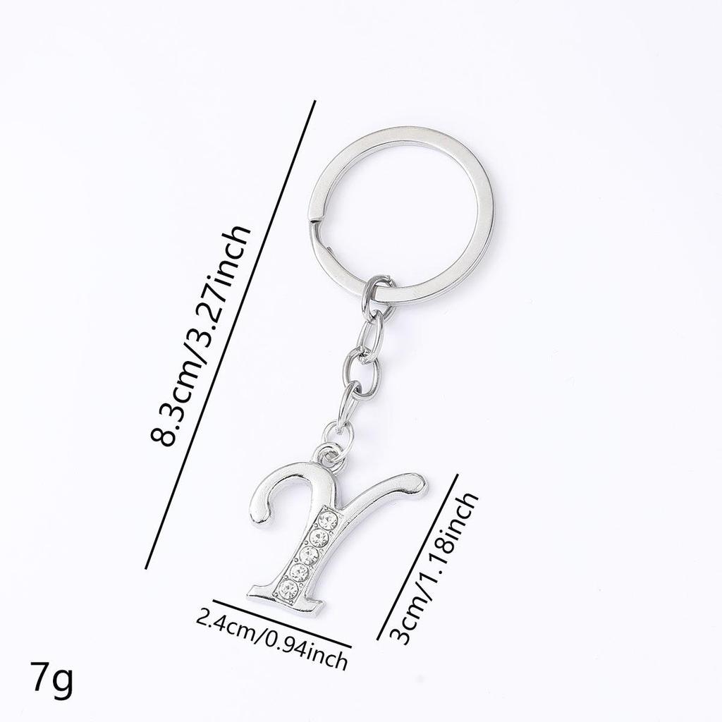 Creative Rhinestone Initials Metal Keychain – Korean Style Car Keyring Party Gift.