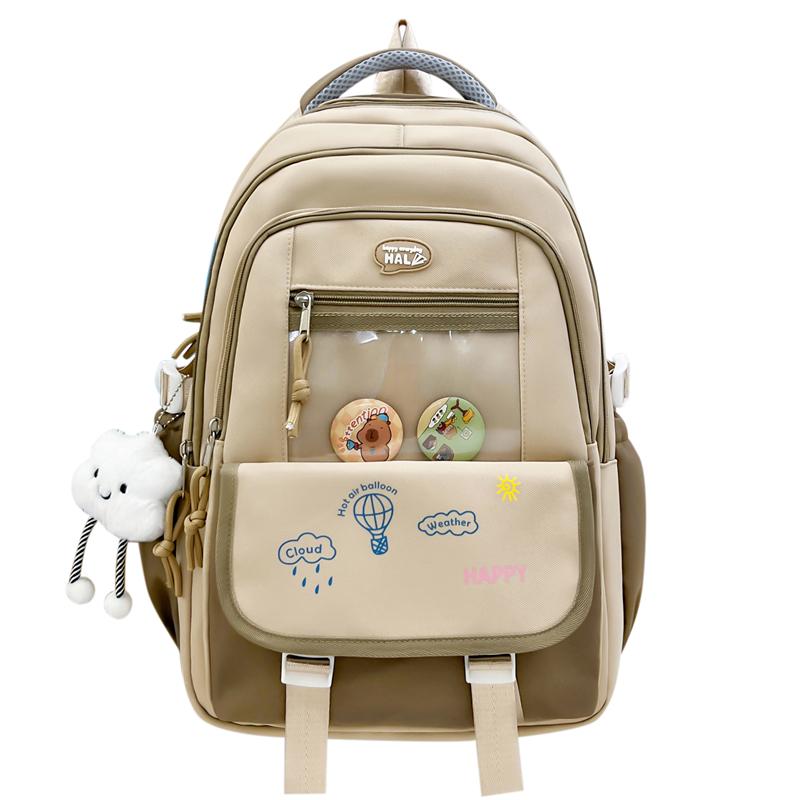 Contrast Color Women Large Capacity Backpack Student School Bag