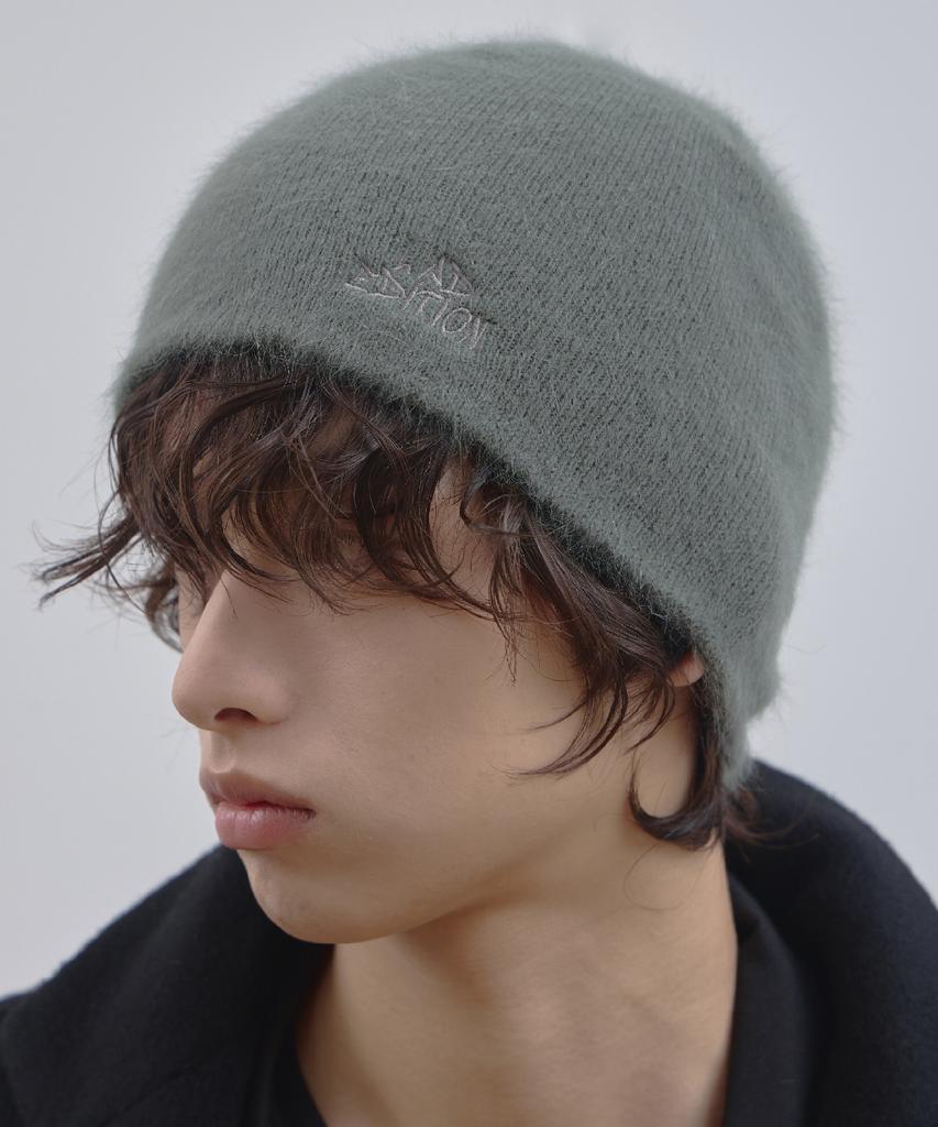 Ladeuedisyeon Lad Angora Logo Knit Beanie_Khaki Gray