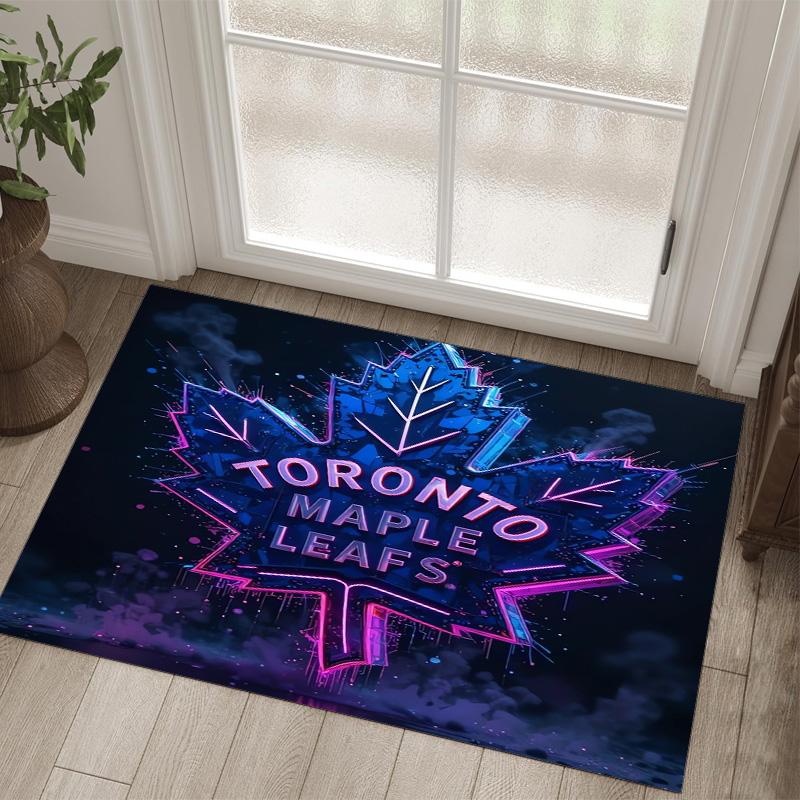 Toronto Maple Leafs Design Crystal Velvet Carpet Cozy Non?Slip Printed Rug For Bedroom Living Room Entrance