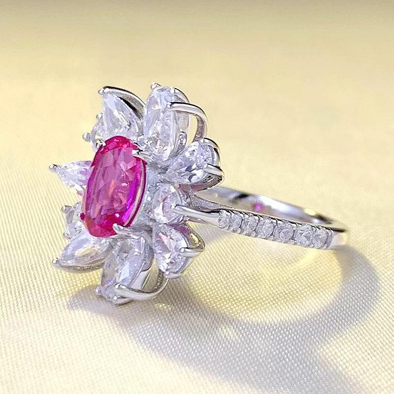 Zhuo Zhifan 2023 Luxury S925 Silver Oval Zirconia Diamond Ring for Women - Fashion Versatile