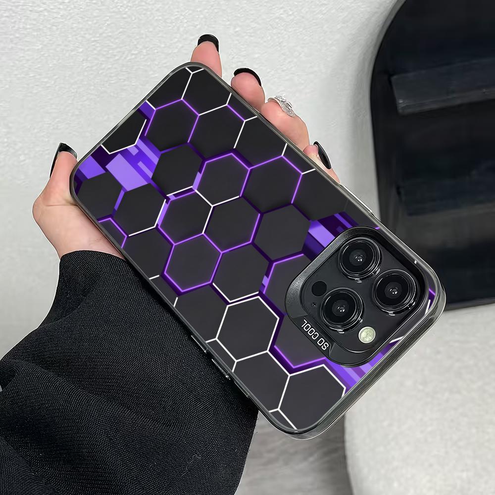 Honeycomb pattern phone case suitable for iPhone 17 16 15 14 13 12 11 Pro/Max/Plus anti drop and shockproof back cover