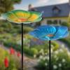 QX2E Garden Flower Bird Tray Stake with Metal Feeder Patio Garden Decoration