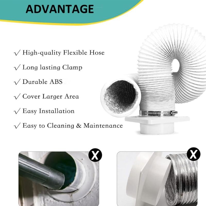 Comprehensive Dryer Vent Kit Includes Wall Flange Adapter and 1.5m Aluminum Foil Hose for Complete Installation Setups