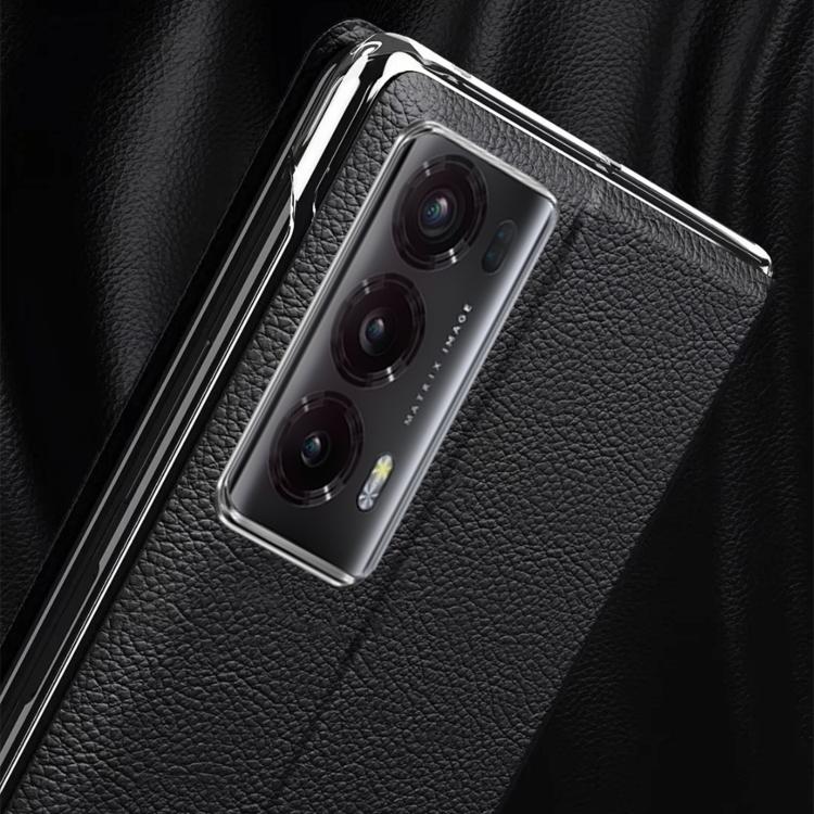 For Honor Magic V2 Smart View Window Plain Leather Phone Case