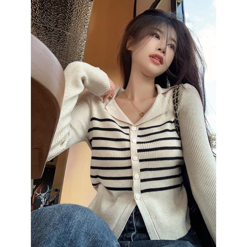 Vintage Long-sleeved Niche Knit Cardigan Coat Women's New Autumn Slimming Short Undercoat Top