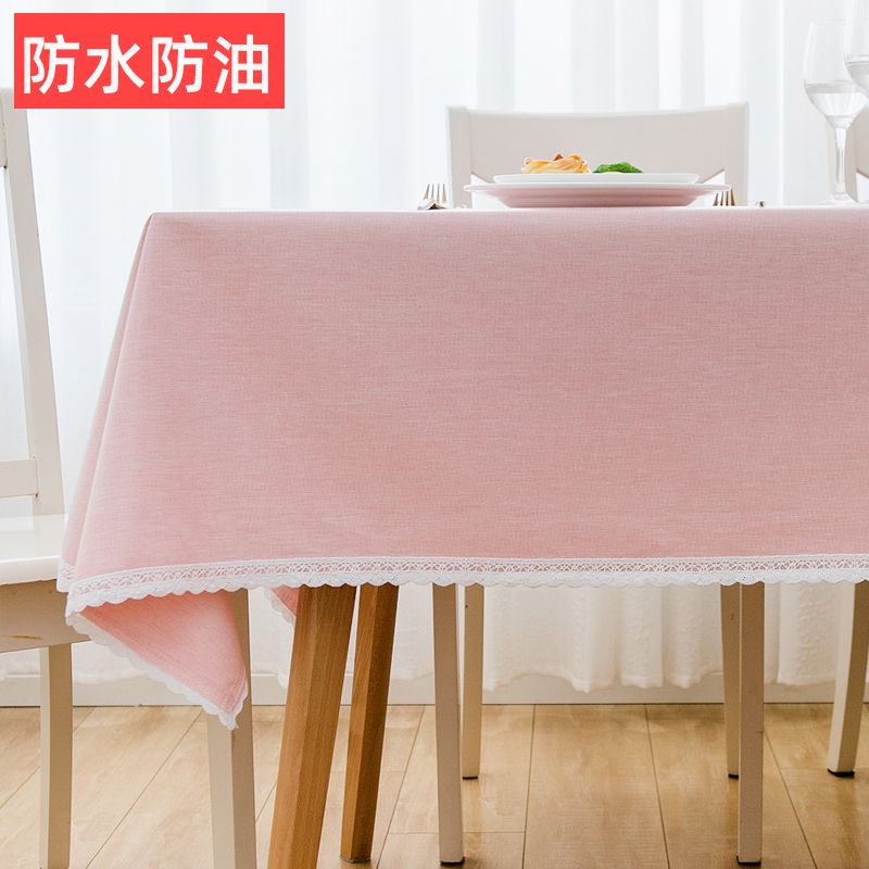

Waterproof Oil-Proof Disposable Tableclothes Rectangular Accessible Luxury Cotton and Linen Style Minimalist Blue Coffee Table Cloth Tablecloth Waterproof Oil-resistant-Pink 120*120cm (square)