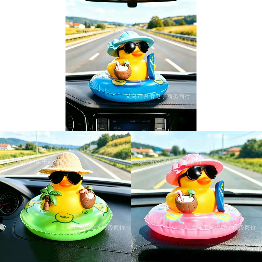 Plastic Cartoon Milk Tea Shop Little Yellow Duck Decor For Car Dashboard Display