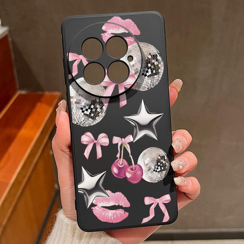 Case For OnePlus 15 13 13T 12 Cherry Bowknots Lips Disco Ball Pattern Shockproof Bumper Soft Silicone Cover For Oneplus Nord 5 13R 12R 11R 5G