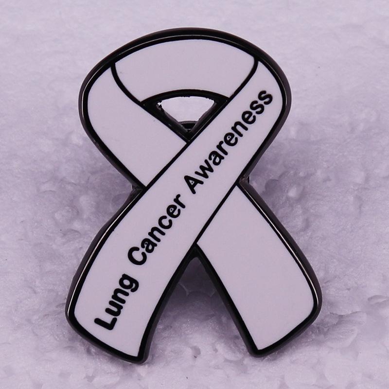 Lung Health Awareness White Ribbon Brooch for Medical Professionals