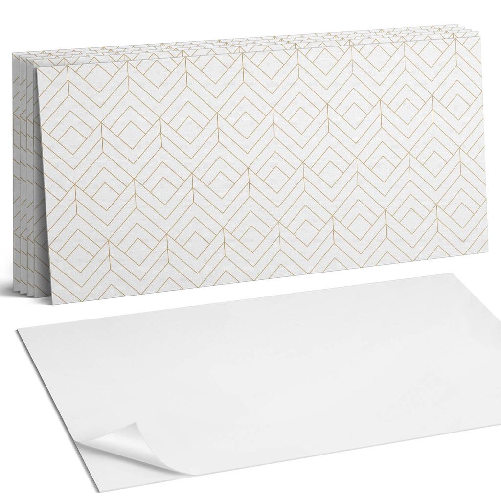 Package of Vinyl Tiles with Motif for Kitchen Living Room Geometric Pattern In Rhombuses 6X60X30 Cm