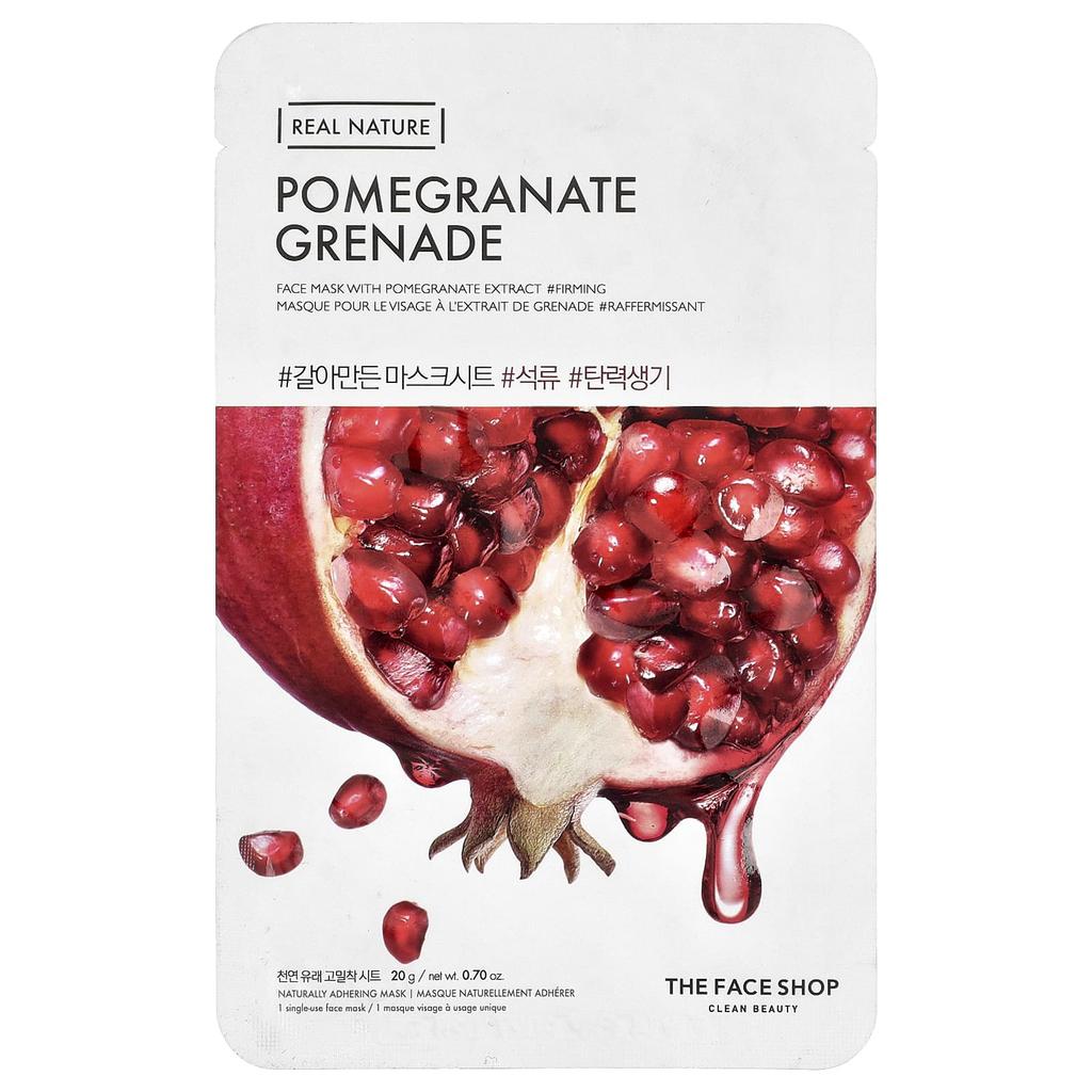 The Face Shop Real Nature, Beauty Face Mask, Pomegranate Grenade, 1 Sheet, 20g (0.70oz)
