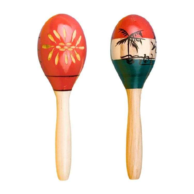 Educational Percussion Musical Instrument Kid Percussion Toy Sand Hammer Shaker with Beautiful Patterns, Wood Maracas 1