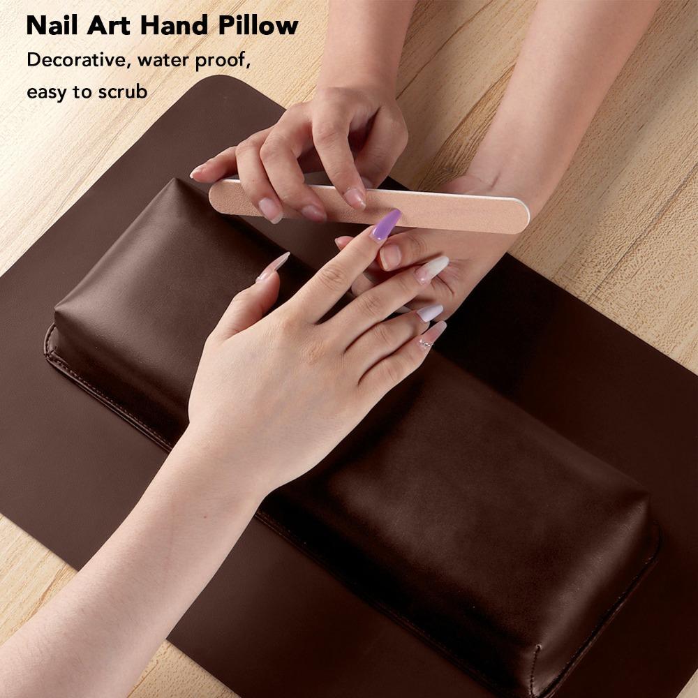 High Density Sponge Nail Hand Pillow Rectangle Nail Hand Rest PU Leather Hand Pillow For Home Use