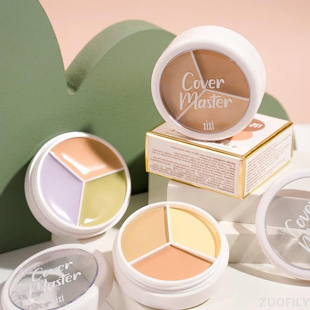Foundation Palette Cream Base Concealer 3 Colors Coverage Acne Spots Dark Circles Face Moisturizing Makeup Cosmetics, 1 Piece