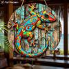 2D Flat Hanging Decorative Signs,interior Wall or Door Decoration,garden Decoration,the Pattern Is a Colored Lizard,a Housewarming Gift for Friends