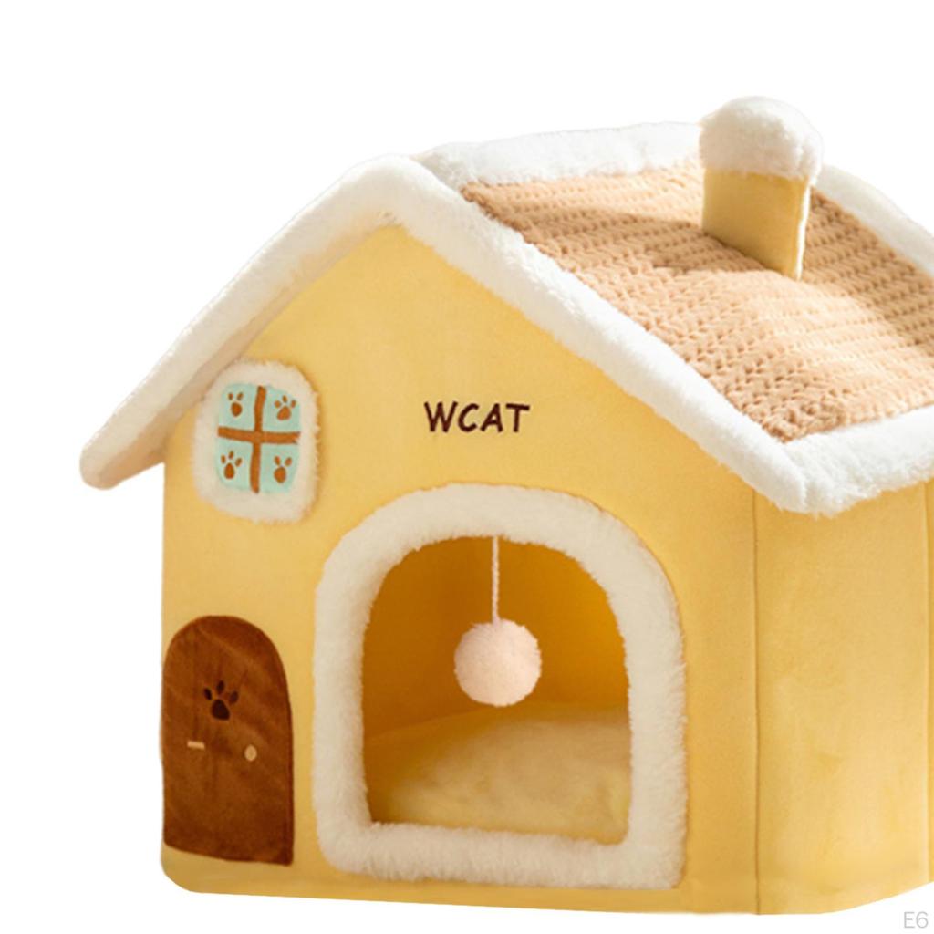 Cat House Activity Center Small Pet Shelter Washable Thickened Cushion Playing Hut Winter Cave