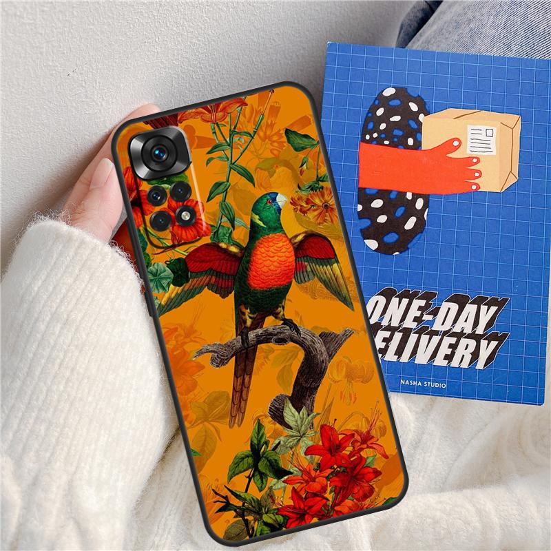 Garden Birds Vintage Tropical FLORAL Funda For Xiaomi Redmi Note 13 Pro 14 9 10 11 12 9S 10S 11S 12S Redmi 13C 10C 12C 14C Case