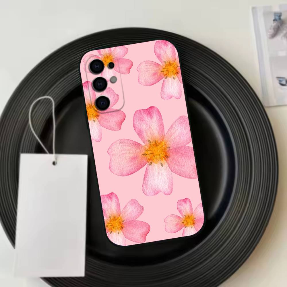 Flower P-Pattern Phone Case For Samsung S25,S24,S21,S22,S23,S30,Ultra,S20,Plus,Fe,Lite,Note,10,Black Cover Samsung S23plus5G