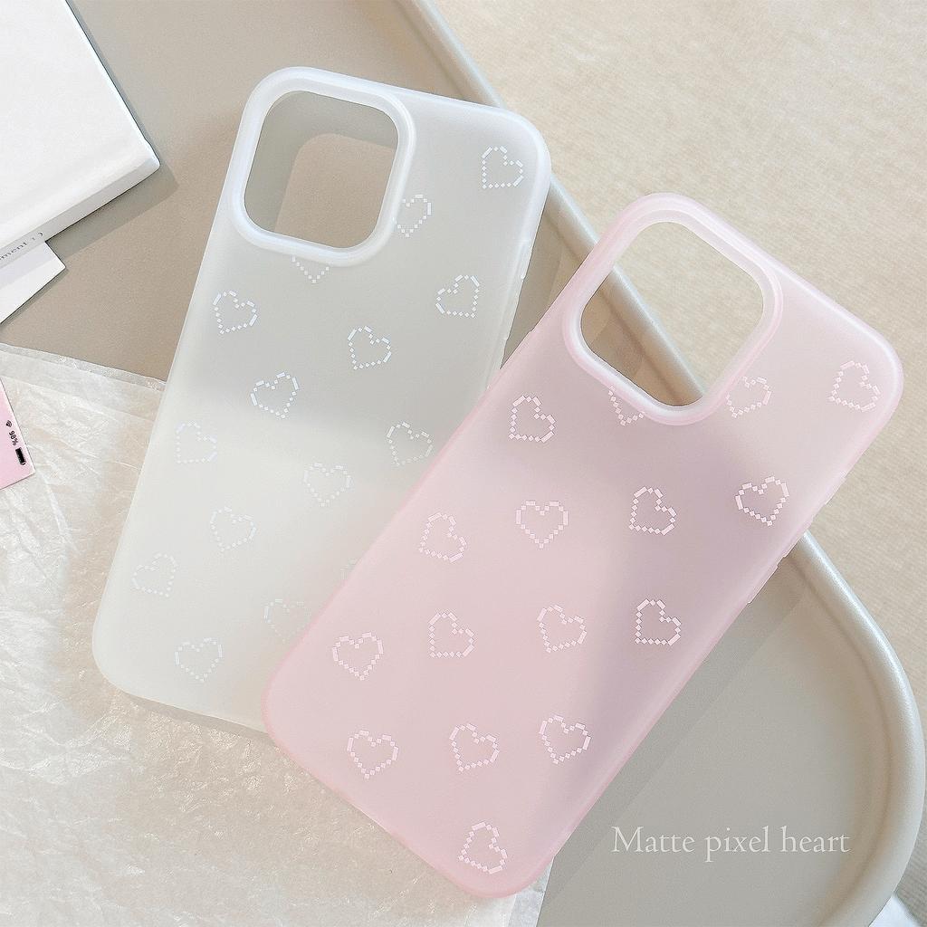 Ins Pixel Style Love Heart for Apple 16 Mobile Phone Case 17pro Max Korean Style Simple for Iphone