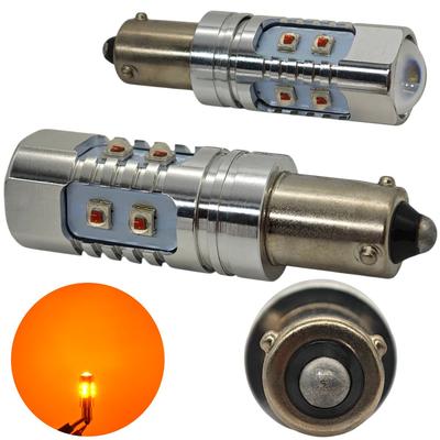 2 Pcs H21W LED Bulb BAY9S 12-24V CANBUS Orange USA