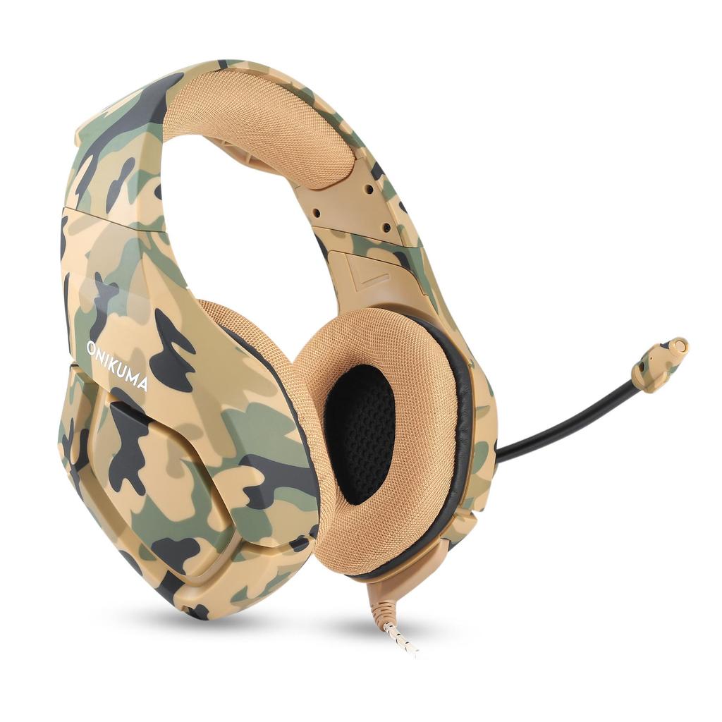 ONIKUMA Camouflage-Computerspiel-Kopfhörer, 50 mm, große Antriebseinheit, Super-Stereo-Bass, 3,5 mm kabelgebundenes Headset für PS4, XBOX-Gaming