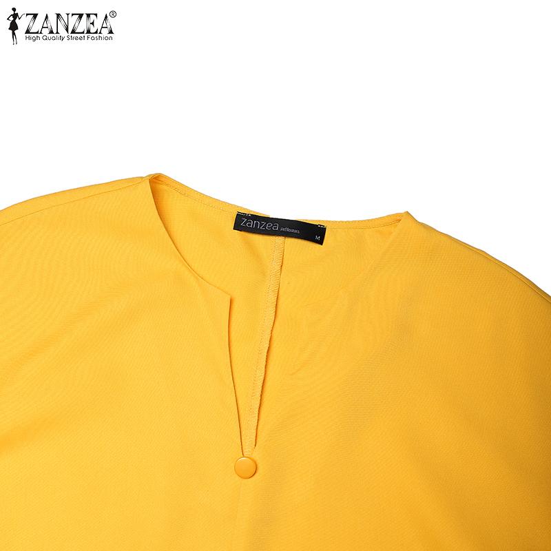 ZANZEA Women Casual V-Neck Summer Short Sleeve Long Dress