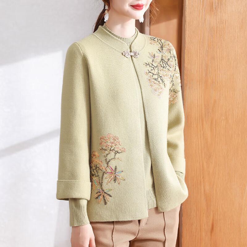 Mid-Aged Women's Autumn/Winter Knitted Sweater Top Set