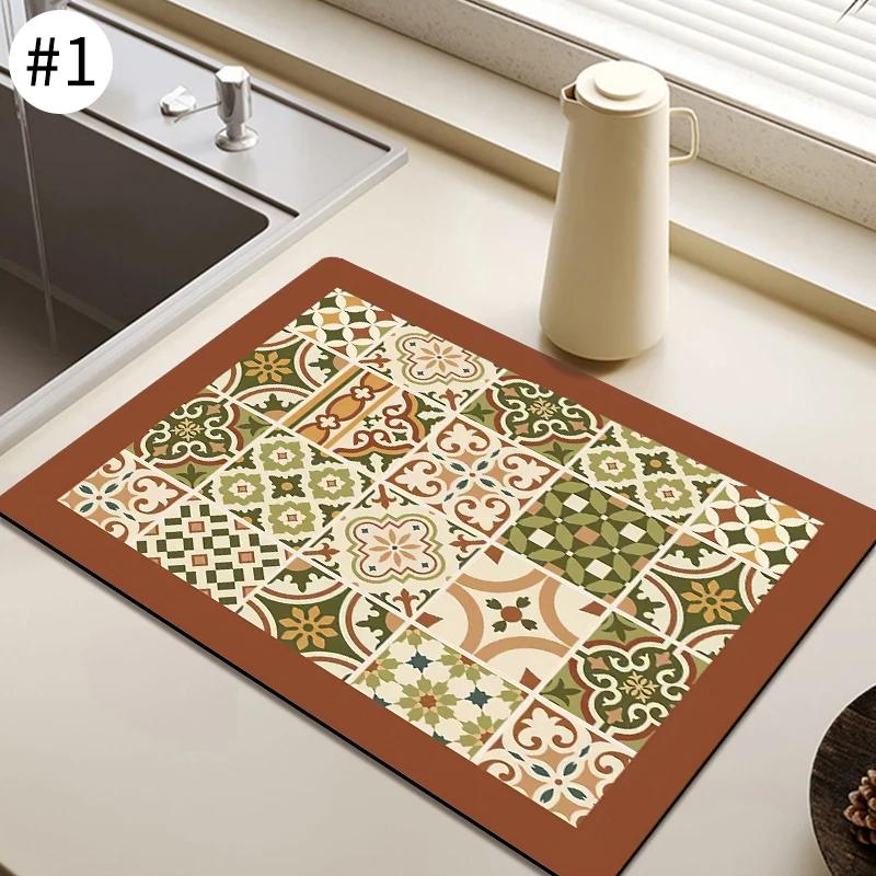 Coffee Mat Super Absorbent Dish Drying Mat Large Dish Drying Mats for Kitchen Counter Non-slip Drain Pad Coffee Bar Accessories