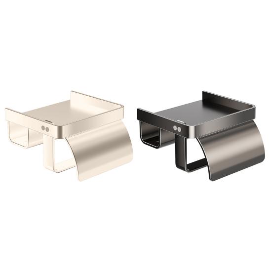 Wall Mounted Toilet Paper Holder Toilet Roll Holder with Garbage Bag Compartment Open Shelf Splash-Proof Multifunctional Toilet Paper Dispenser for