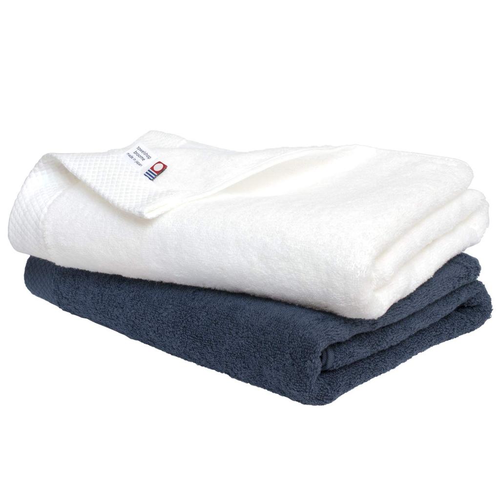 Prosop Bloom Imabari Certificat Set de 2 Prosoape de Baie Bumbac Ciel Fabricat în Japonia x Absorbție Apă Grad Hotel Uscare Rapidă Uscare în Cameră 100% (Marina Albă)