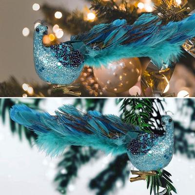 Home Decor Pendant Ornaments Crafts Peacock Statue Simulated Three-dimensional Peacock Xmas Tree Hanging Christmas Pendant