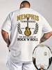 2026 New 100 Cotton T Shirt Unisex Memphis Music Guitar Graphic Print Casual Streetwear Oversized Short Sleeve Tops