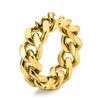 Titanium Steel Cuban Chain Ring Punk Personalized Adjustable Open Ring Minimalist Trendy Men Hipster Jewelry Birthday Holiday Gift