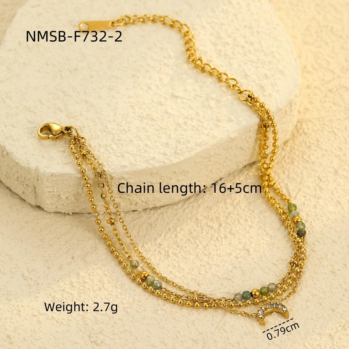 GEMCHIC Women s Layered Moon Zircon Stainless Steel Multi-strand Bracelet