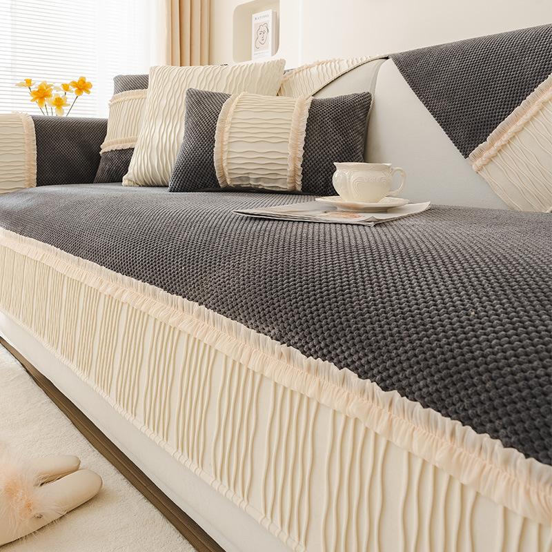 

Вельветовая подушка для дивана, Универсальная нескользящая подушка для сиденья на все сезоны, Крем, цвет теплого ветра, Утолщенный чехол-покрывало для дивана 70*70cm