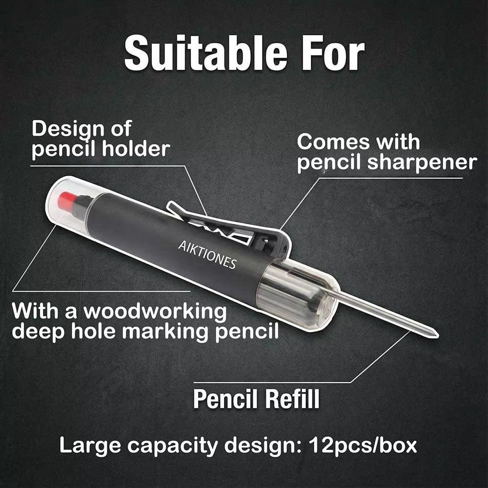 Durable 2.8mm Lead Woodworking Pencil Built-in Sharpener Deep Hole Carpenter Marking Pencil Construction Pencils Carpenter Work