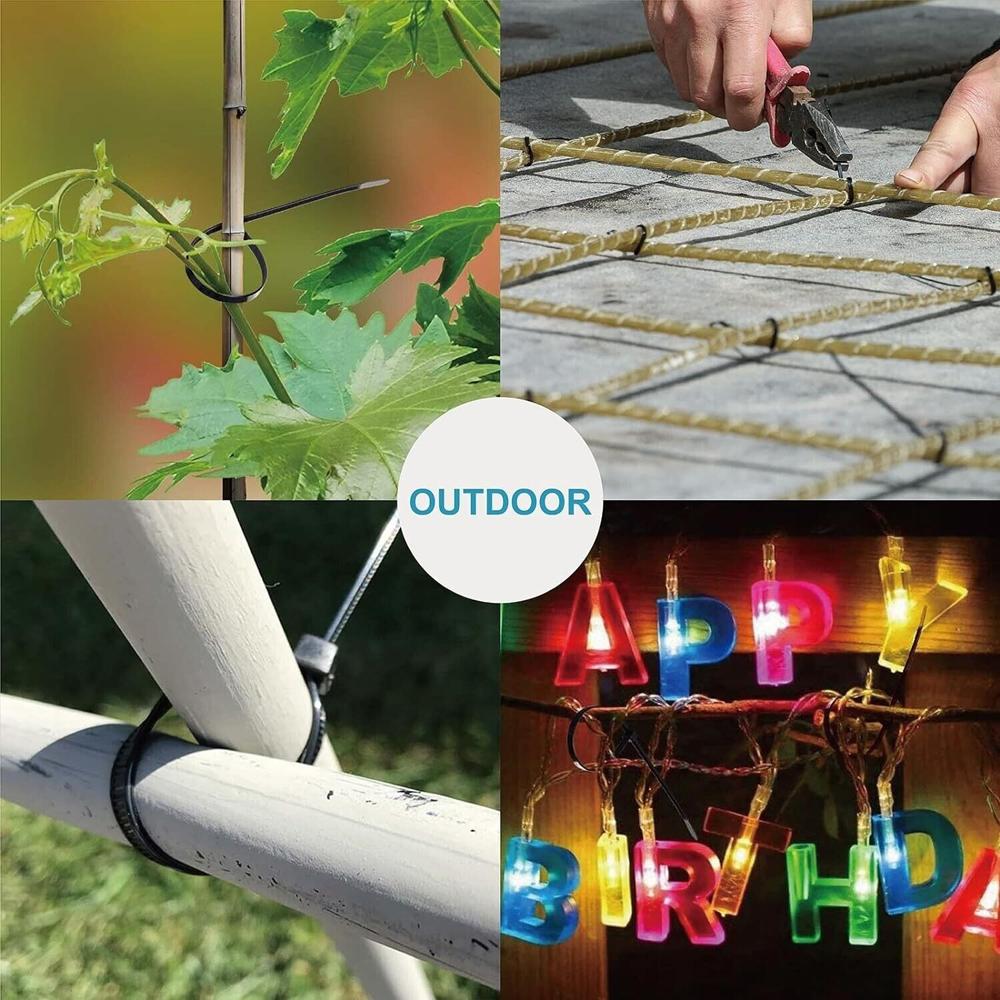 Black Cable Ties 500 Pcs/Bag Zip Ties Heavy Duty Long Short Small