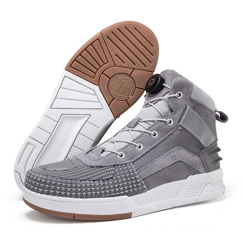 

Men s genuine leather motorcycle riding shoes, anti-drop and breathable racing boots, women s couple style 44 серый/серебряный