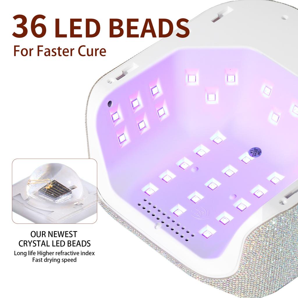 36Leds Diamond Inlaid Nails Dryer Professional UV LED Nail Art Lamp High Power Quick Drying LCD Touch Light Curing All Gel