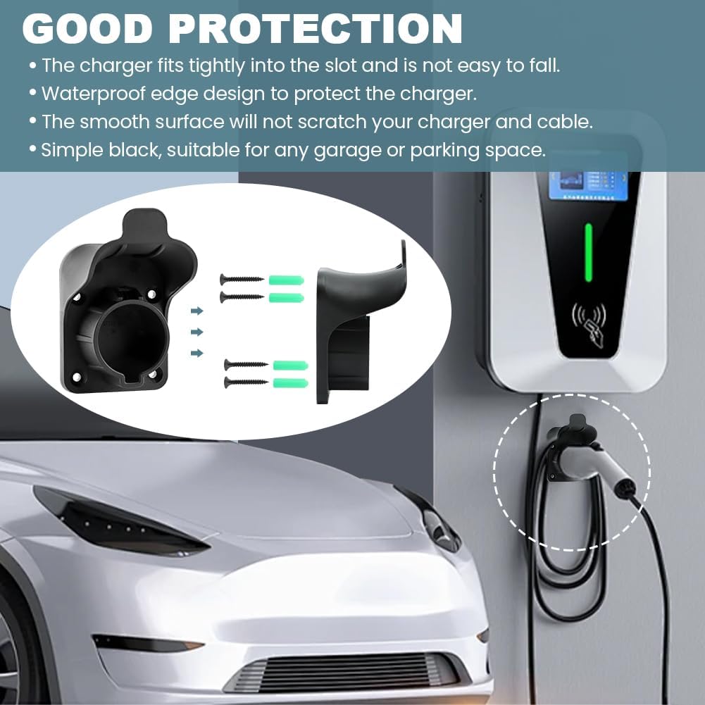 JIANWEI EV Charger Holder Wall Mount Compatible for SAE J1772, Electric Car Charging Plug Cable Hanger Cord Organizer, Electric Vehicle Charger