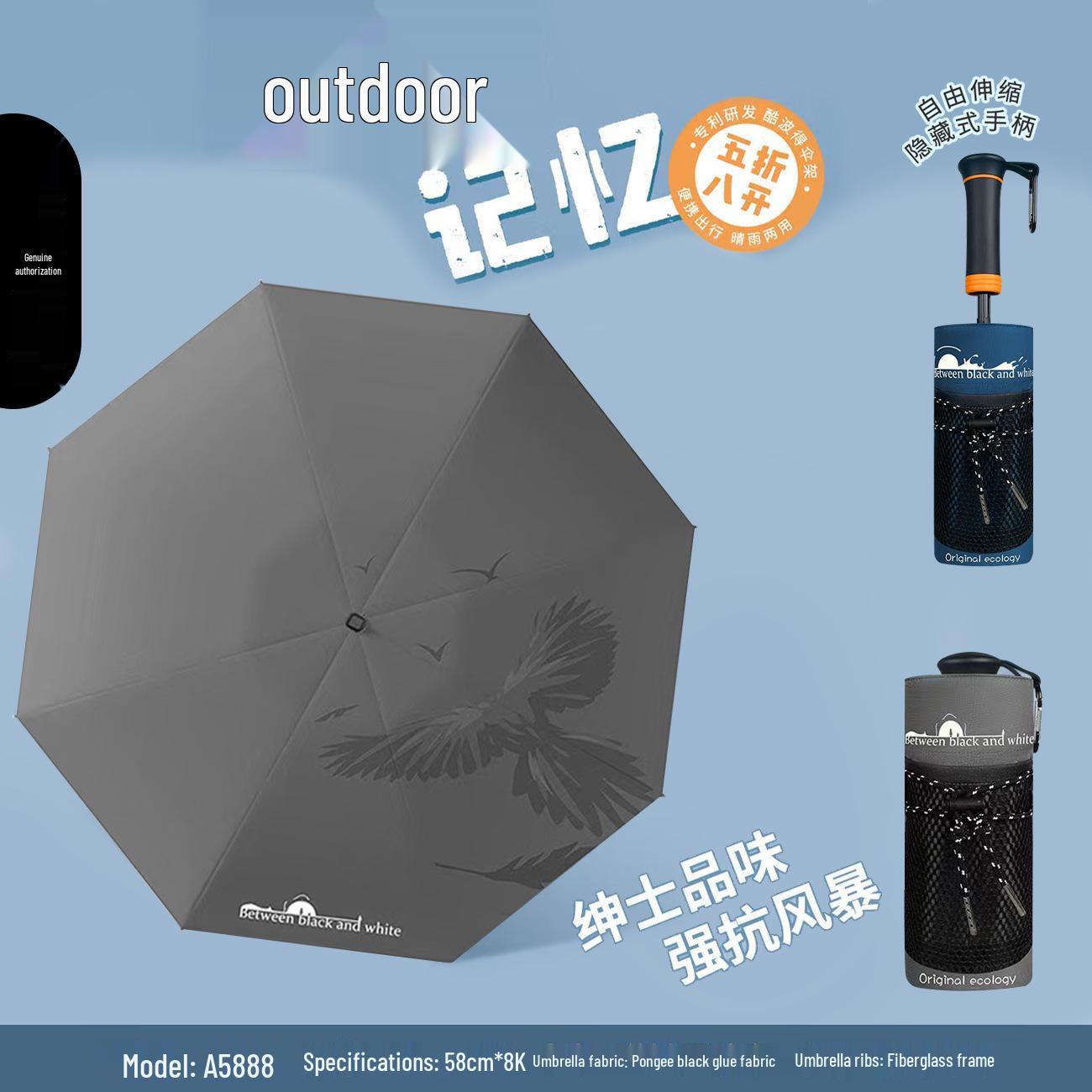 

Мужской черный зонт от солнца и дождя: Скрытая ручка, Скидка 50%, Защита от УФ-лучей, Портативный